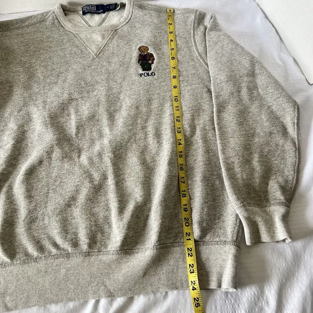 $198 Polo Ralph Lauren Polo Bear Crewneck Sweatshirt Heather Gray Size Medium